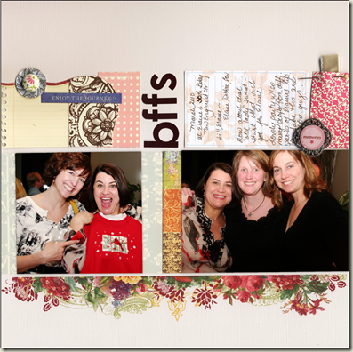 Hybrid scrapbook page with digital floral border