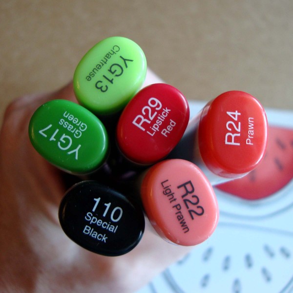 copic sketch markers - YG11, YG13, YG17