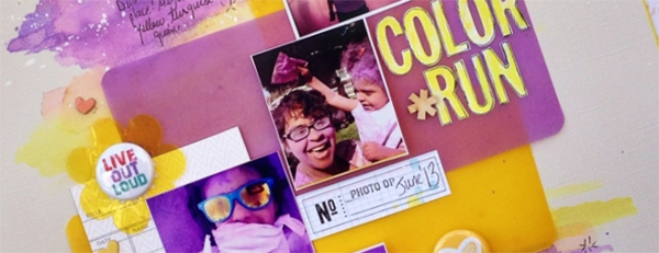 Ideas for Using Trendy Scrapbooking Color Combination Purple + Yellow