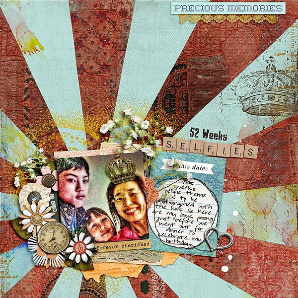 Ideas for Scrapbook Page Patterned Papers: Use Large-Scale Geometric Print Backgrounds | Audrey Tan | Get It Scrapped