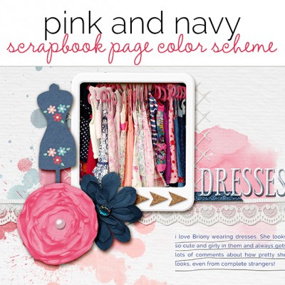 A Pink and Navy Scrapbook Page Color Scheme Recasts Primary Colors | Get It Scrapped