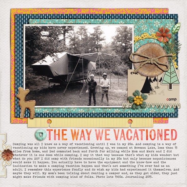 The Way We Vacationed by Debbie Hodge | Supplies: Chloe by Lynne-Marie; Worn Photo Edges 7 by Lynn Grieveson; Trailblazer by One Little Bird; Summer Camp by Sahlin Studio; Merry by Amy Wolff; Labeled Journalers by Katie Pertiet; Woodland Wonder by Jenn Barrette; Darling Dear by Creashens; Kiln, Bohemian Typewriter fonts