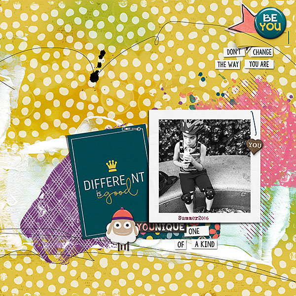Scrapbook Page Challenge: Mix colors and patterns using the "Gallon, Quart, Pint Formula" | Jana Oliveira | Get It Scrapped