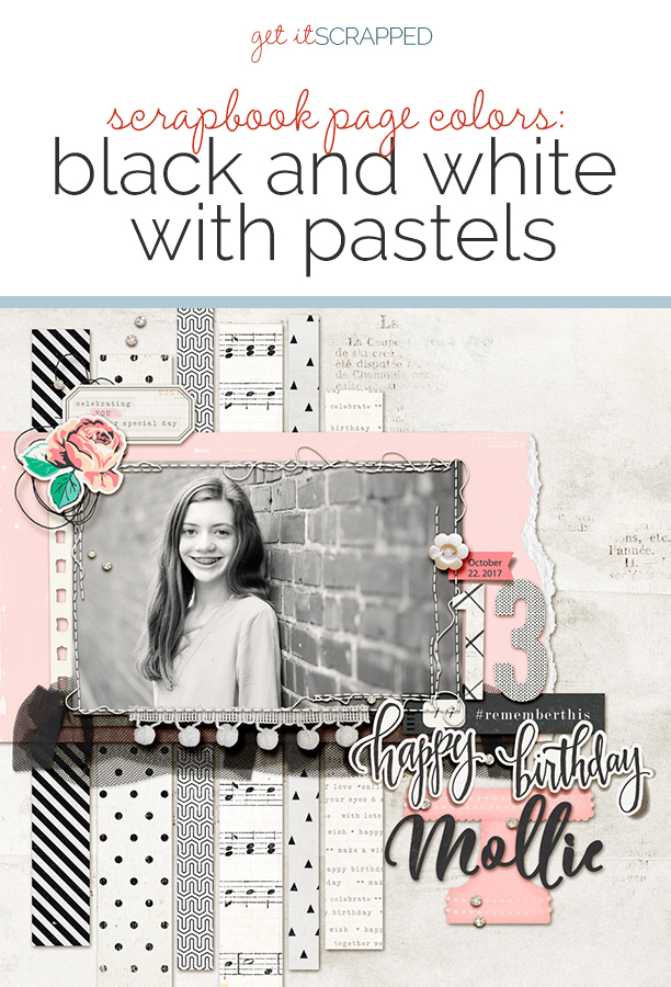 Scrapbooking with a Color Scheme of Black and White with Pastels